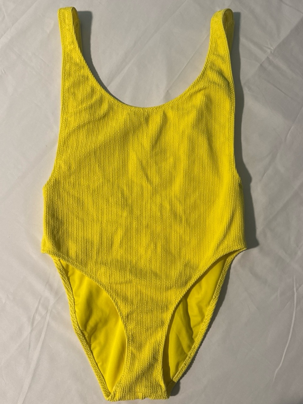 Women’s Yellow Ribbed One-Piece Swimsuit